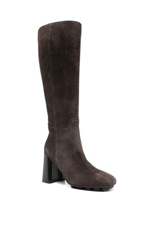 Brown calf suede knee-high boots HOGAN | HXW6950FW40BYES808