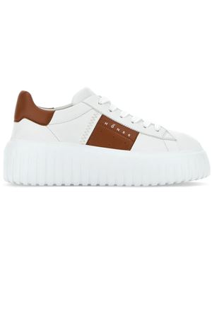 Sneakers Hogan H-Stripes Bianco Marrone HOGAN | HXW6450FO70LE90446