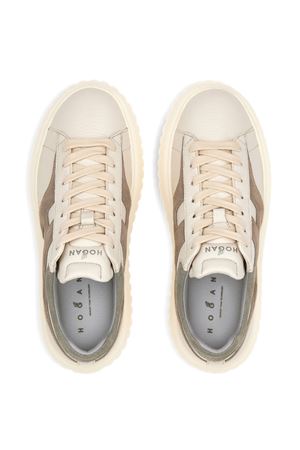 Hogan H-Stripes Sneakers in Ivory Beige Gray HOGAN | HXW6450FE91UXI0RVM