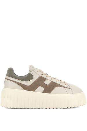 Hogan H-Stripes Sneakers in Ivory Beige Gray HOGAN | HXW6450FE91UXI0RVM