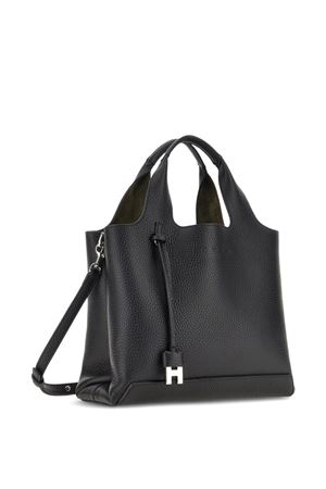 Black Hammered Leather Shopping Bag HOGAN | KBW01RA0200TH1B999